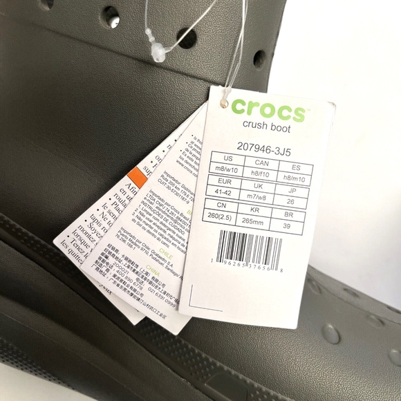 NWOB CROCS Crush Rain Ankle Boot Waterproof Platform Size W10 / M8 Olive - Picture 9 of 10